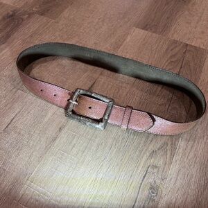 ABACO Paris Leather Size Small Belt Silver Made in Italy Clasp Buckle Vintage